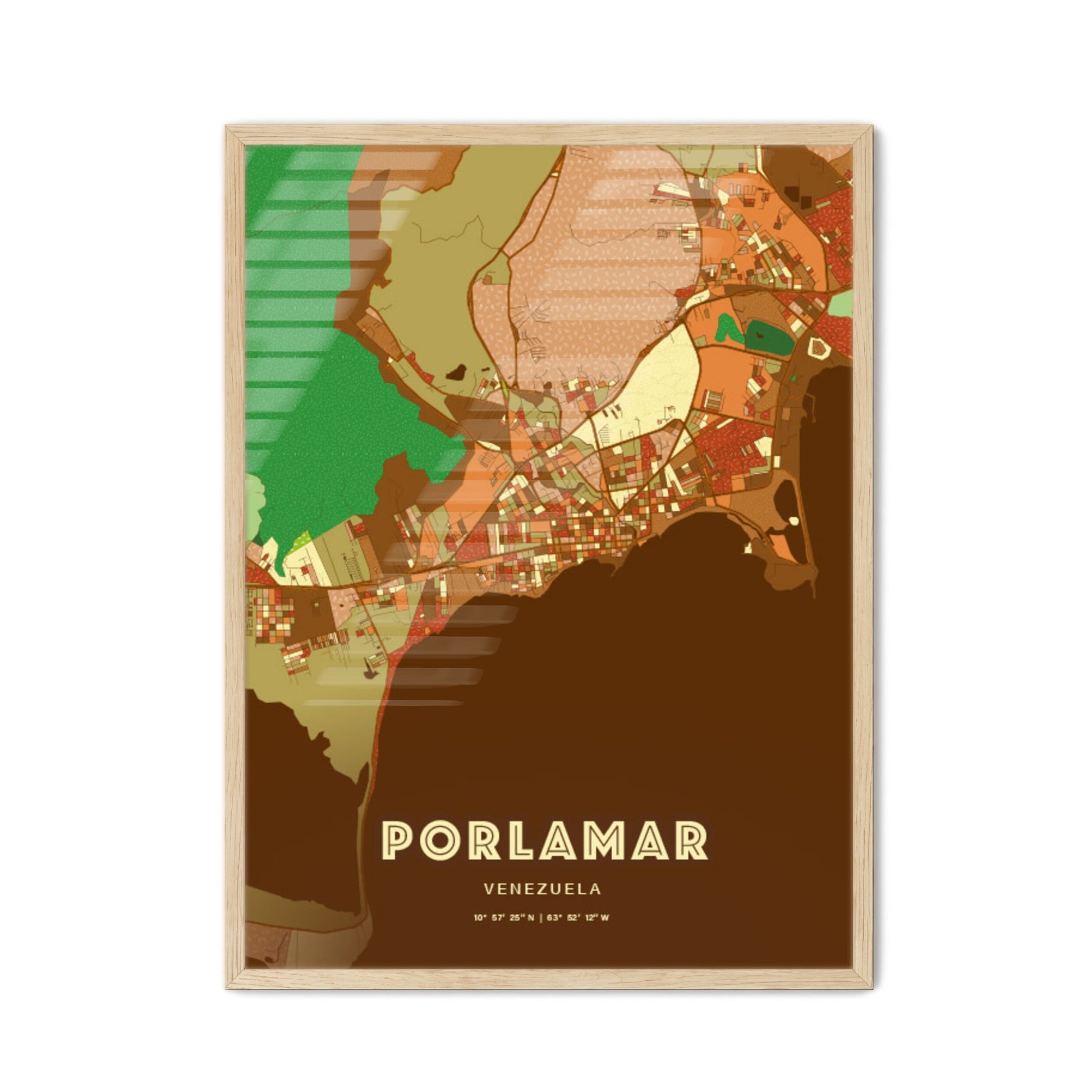 Colorful PORLAMAR VENEZUELA Fine Art Map Farmhouse