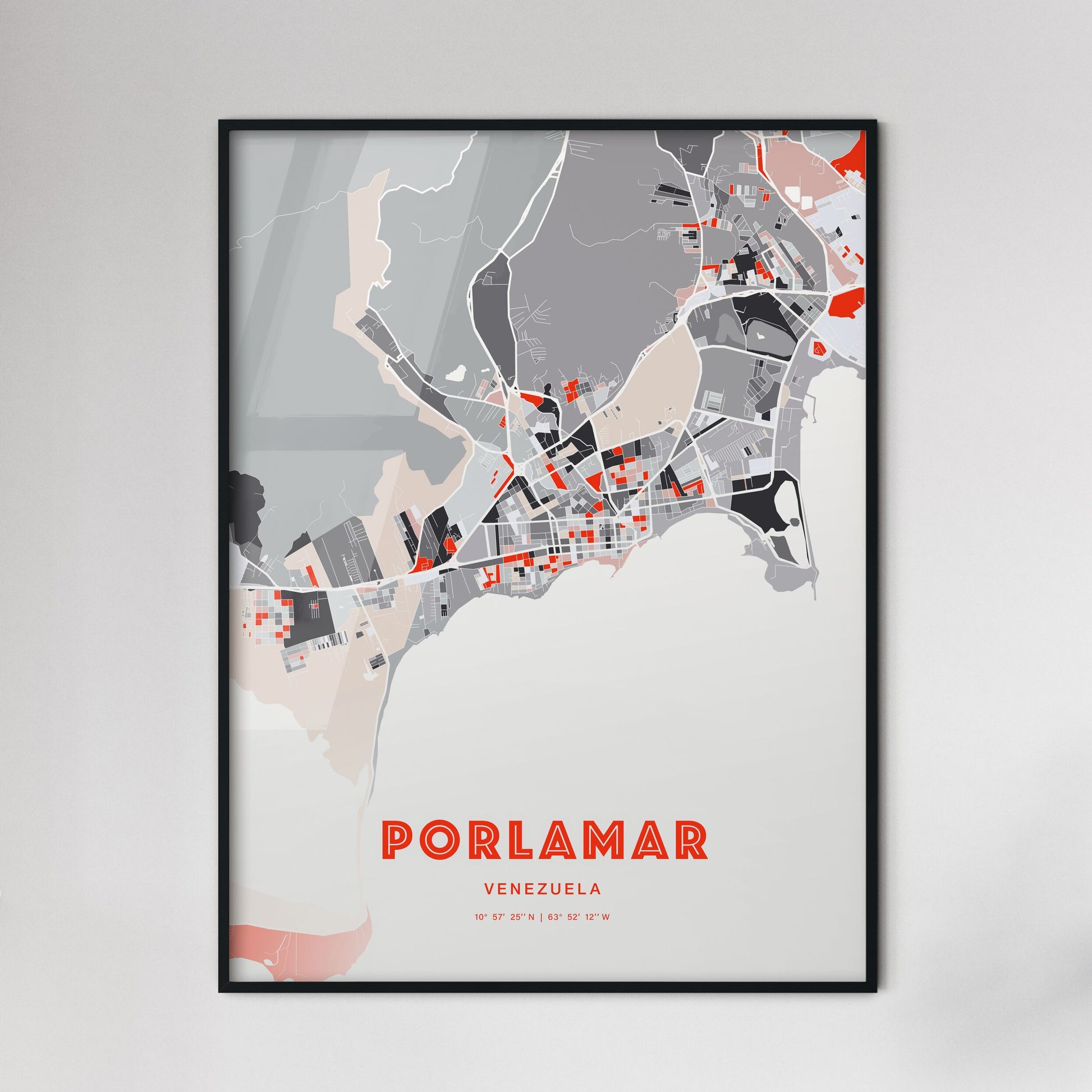 Colorful PORLAMAR VENEZUELA Fine Art Map Modern