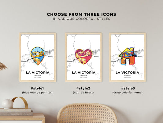 La Victoria Venezuela maps with colorful icons