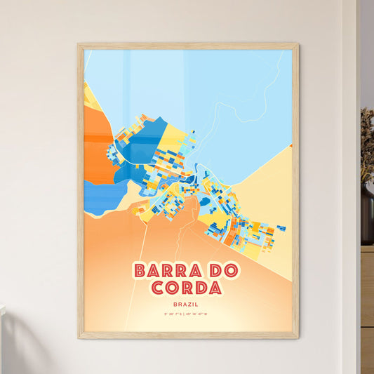 Colorful BARRA DO CORDA BRAZIL Fine Art Map Blue Orange
