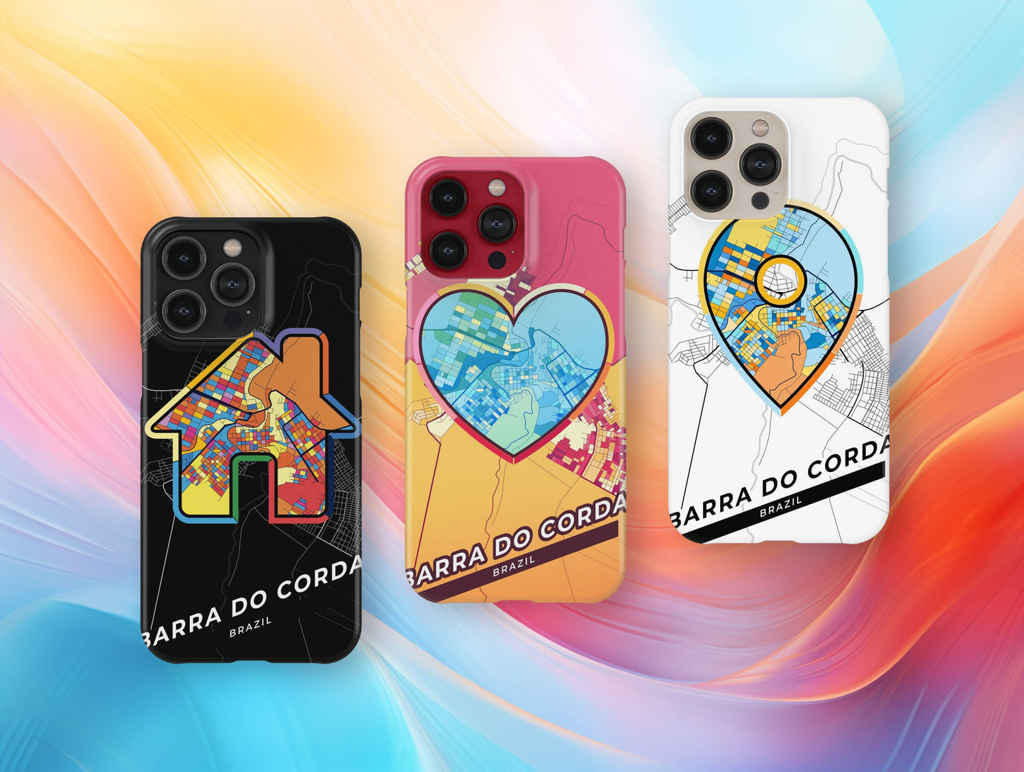Barra Do Corda Brazil slim phone case with colorful icon. Birthday, wedding or housewarming gift. Couple match cases.