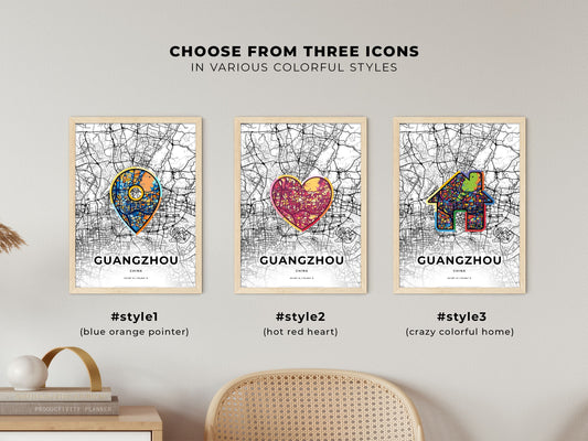 Guangzhou China maps with colorful icons