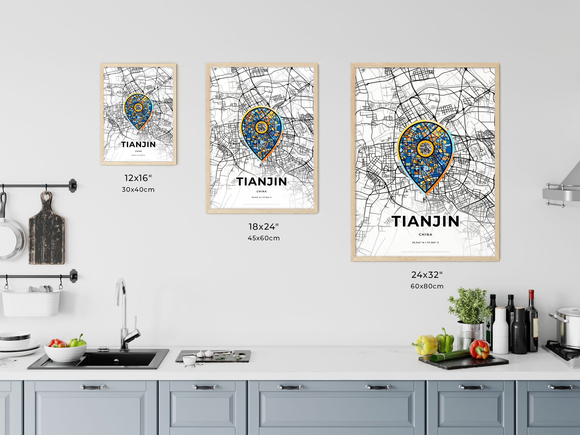 Tianjin China art map size chart