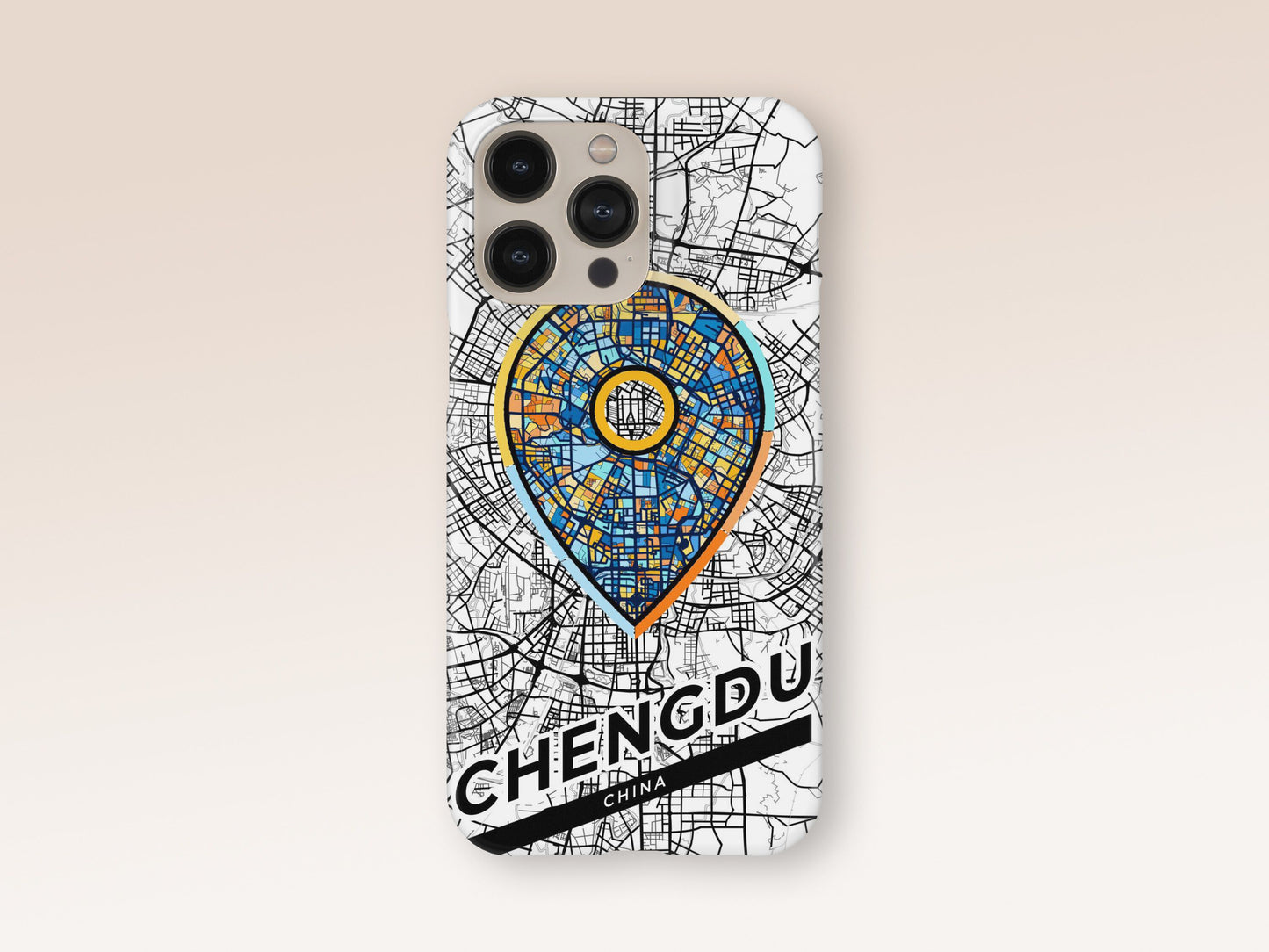 Chengdu China slim phone case with colorful icon. Birthday, wedding or housewarming gift. Couple match cases. 1