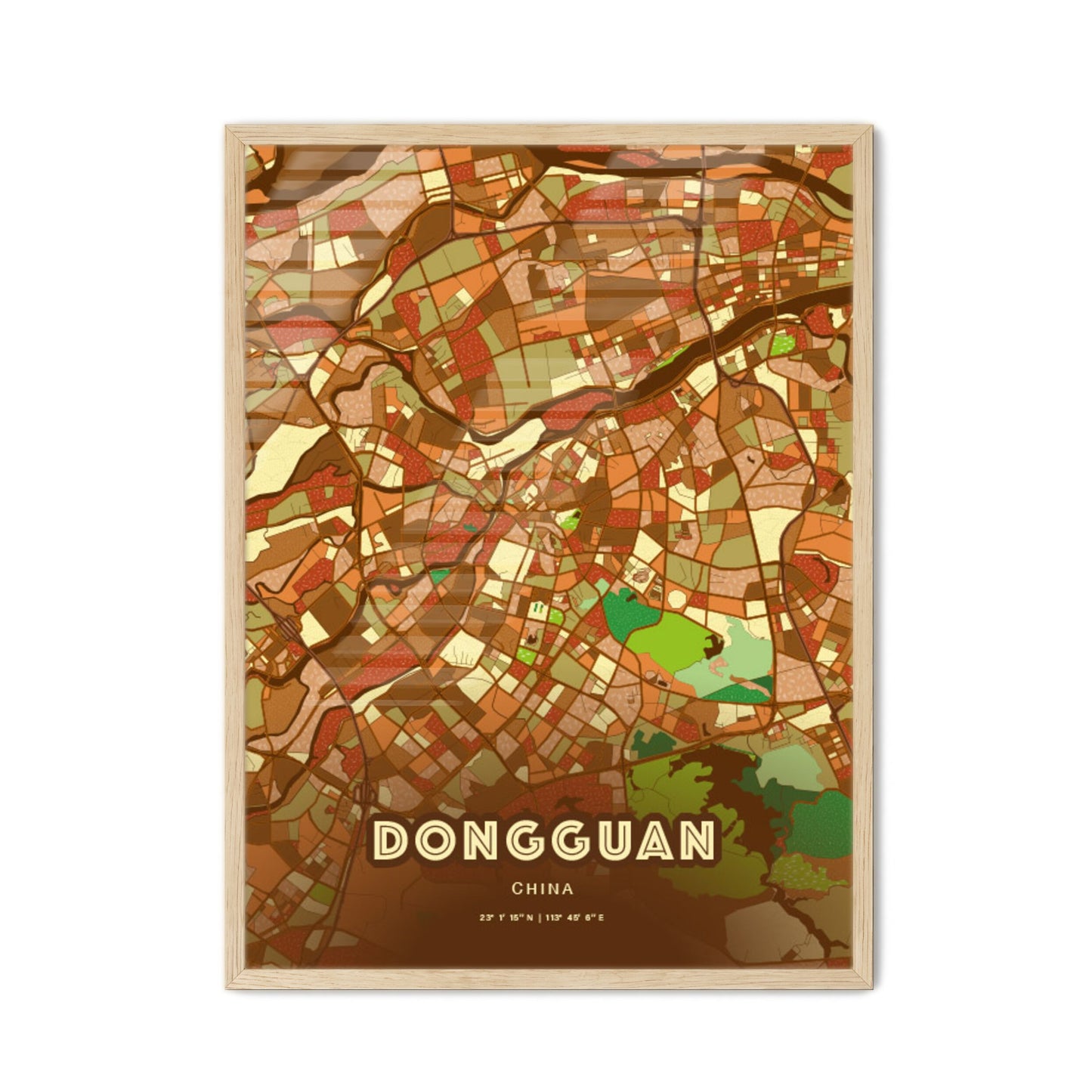 Colorful DONGGUAN CHINA Fine Art Map Farmhouse