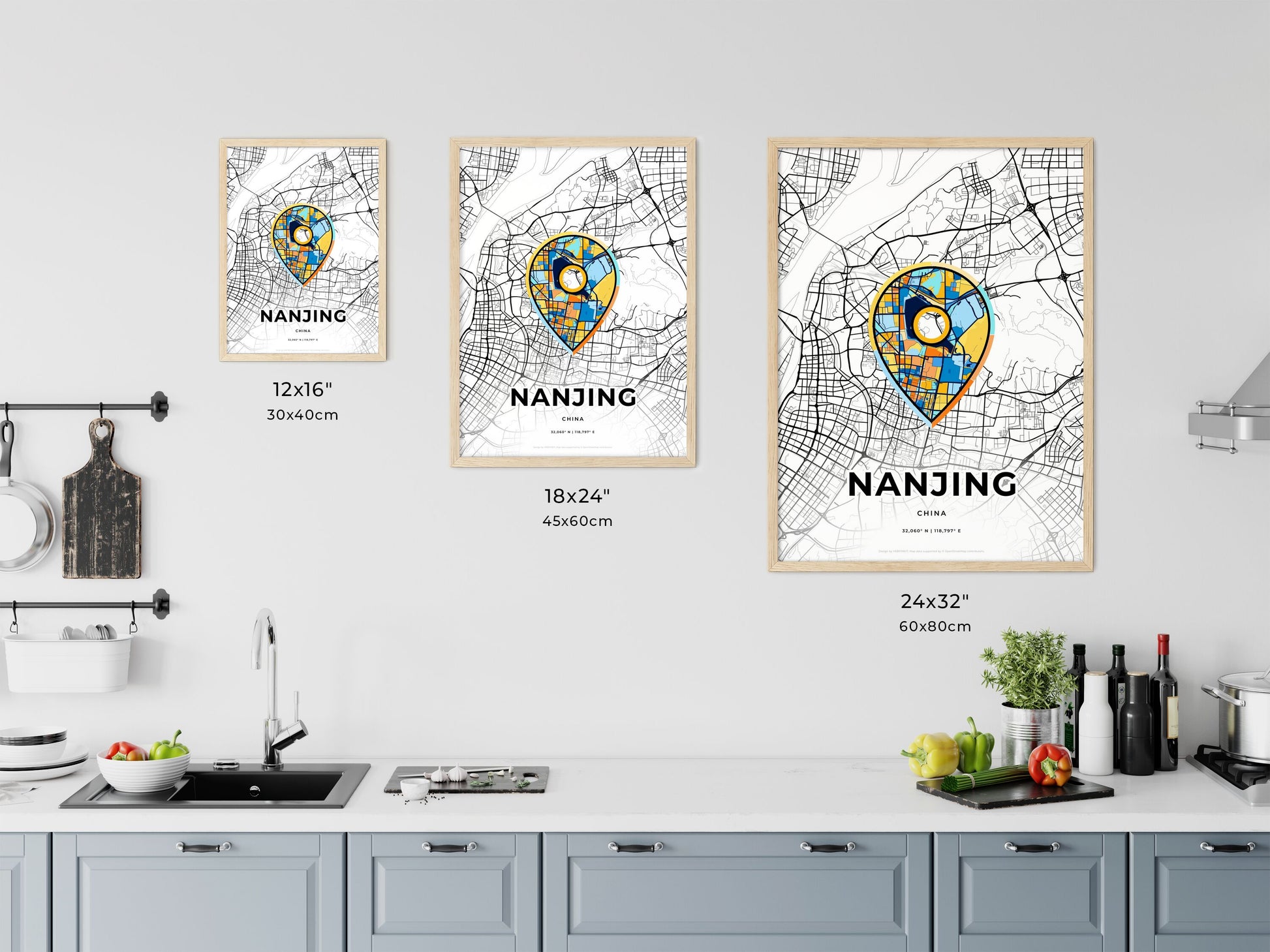 Nanjing China art map size chart