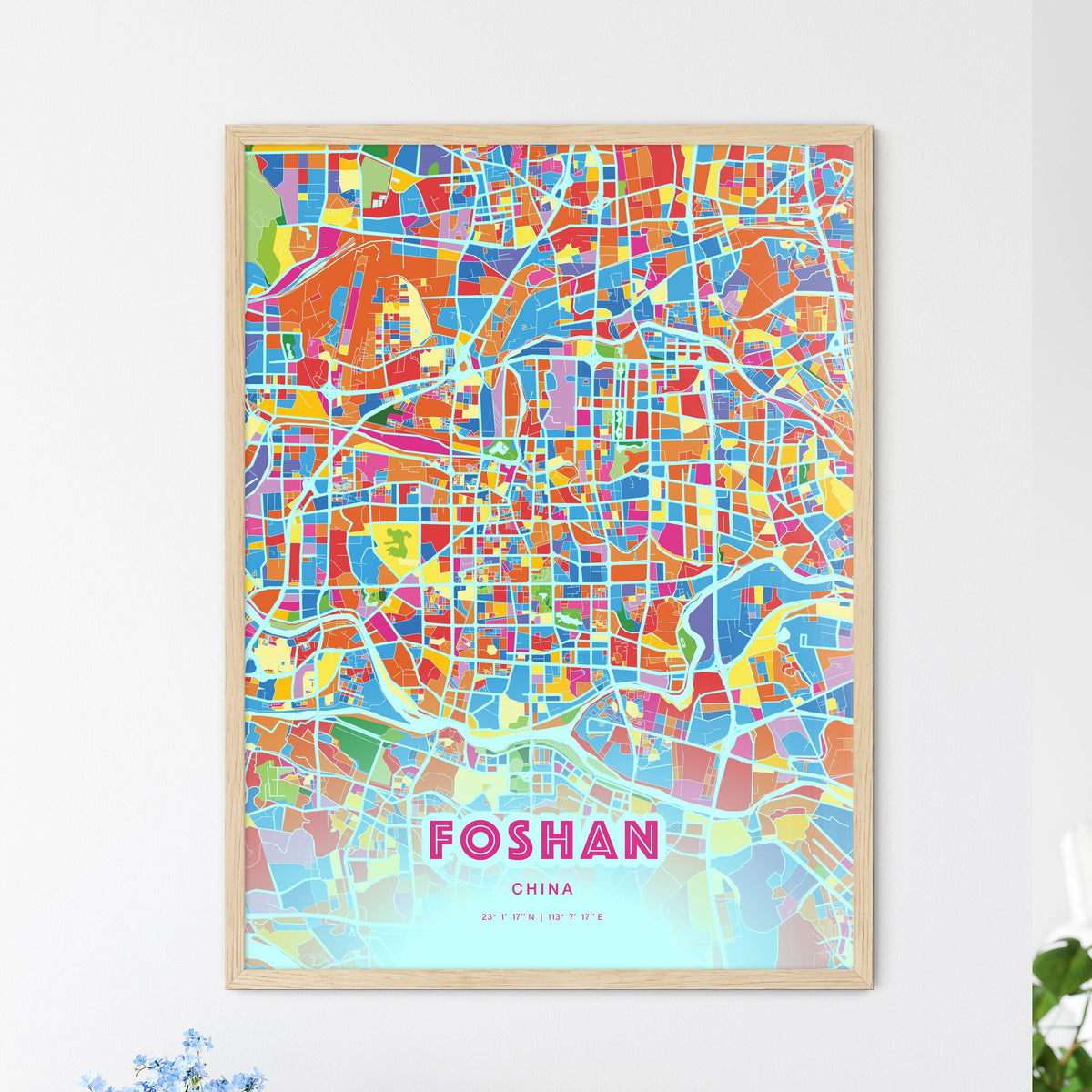 Colorful FOSHAN CHINA Fine Art Map Crazy Colors