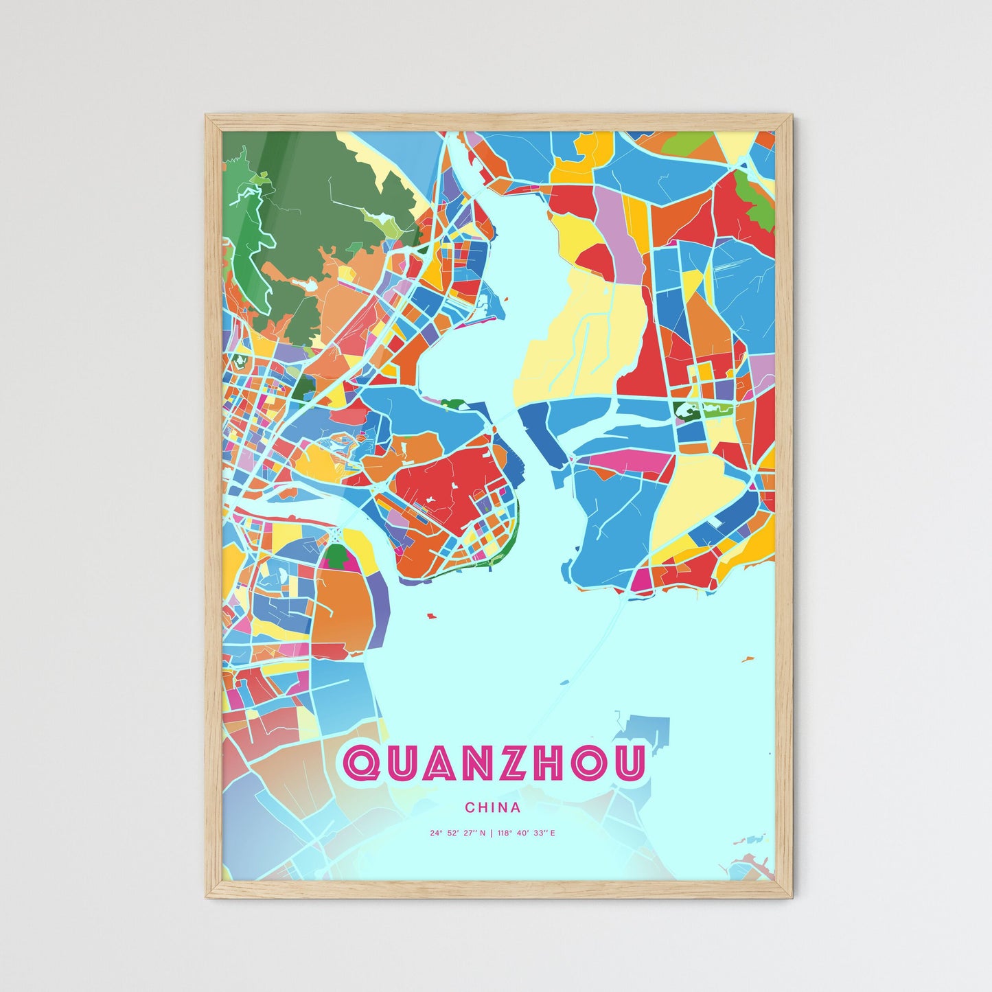 Colorful QUANZHOU CHINA Fine Art Map Crazy Colors