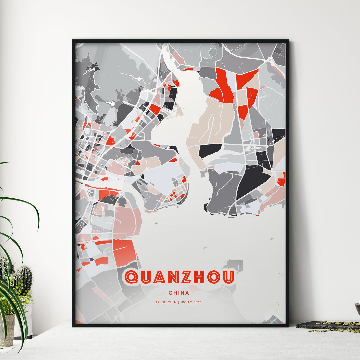 Colorful QUANZHOU CHINA Fine Art Map Modern