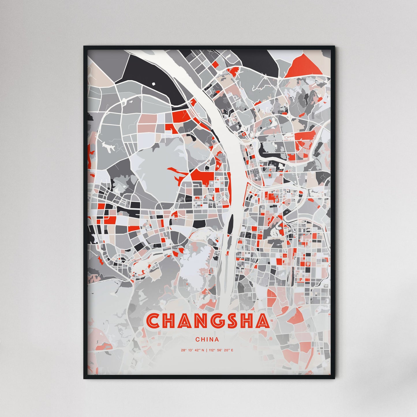 Colorful CHANGSHA CHINA Fine Art Map Modern