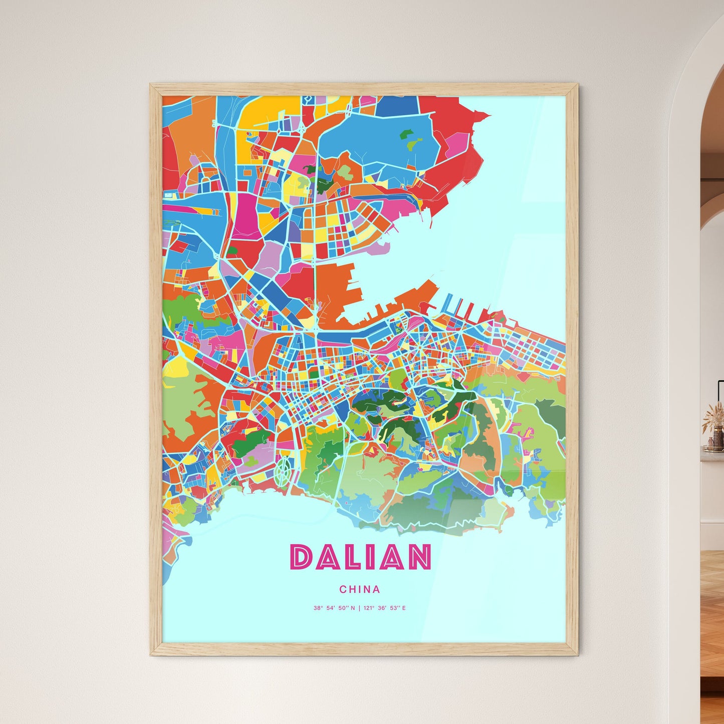 Colorful DALIAN CHINA Fine Art Map Crazy Colors