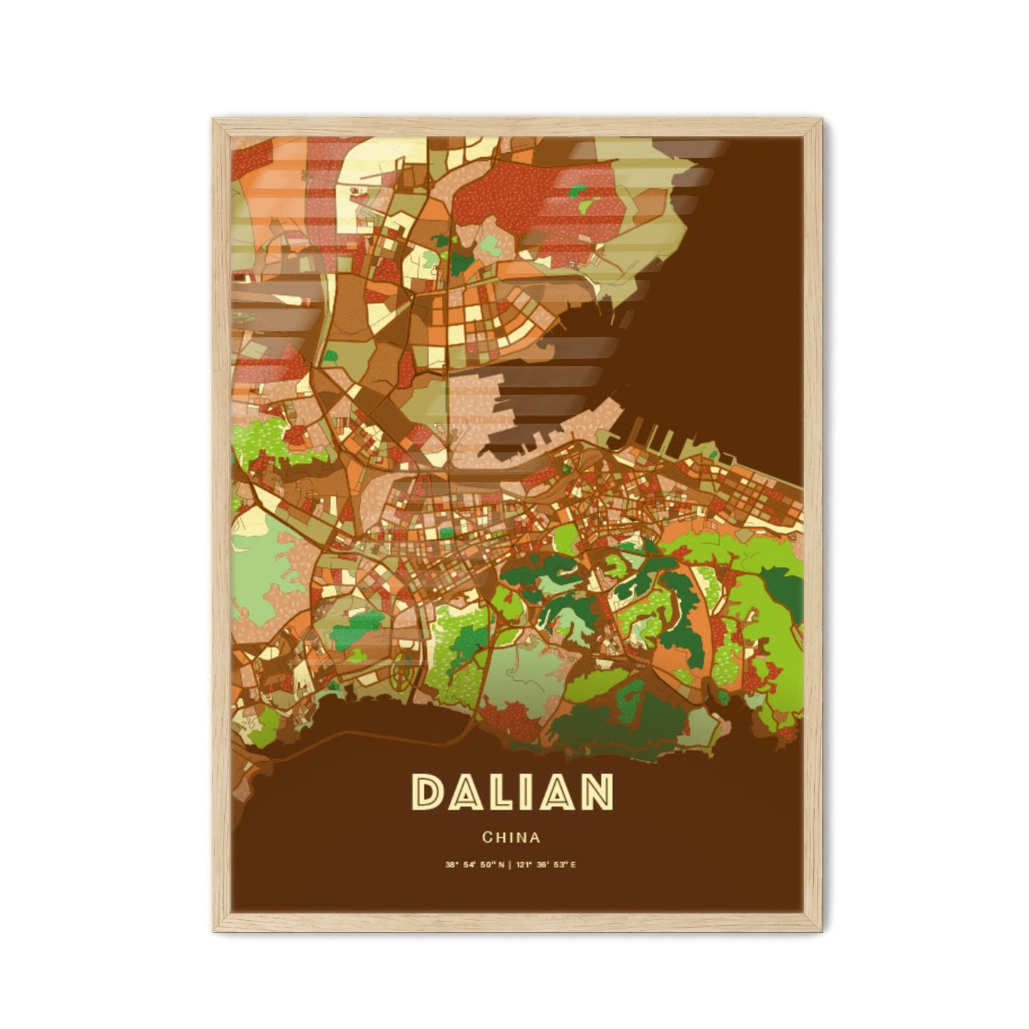 Colorful DALIAN CHINA Fine Art Map Farmhouse