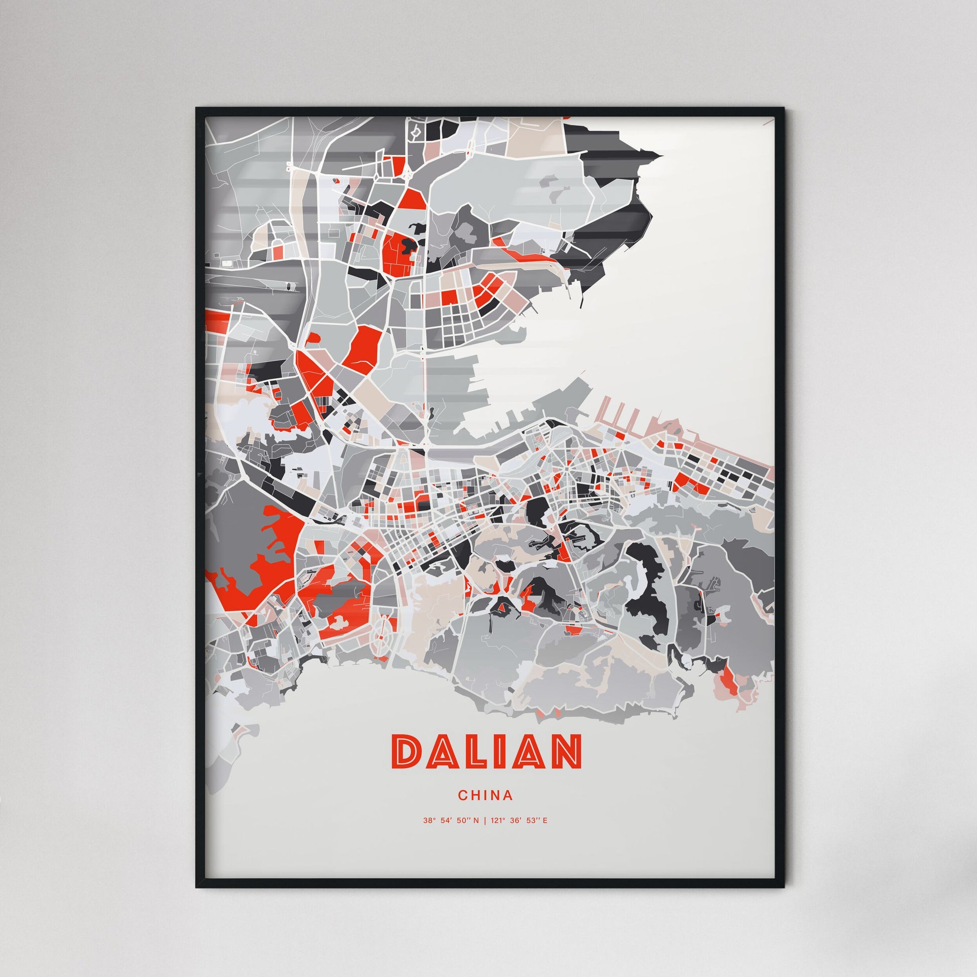 Colorful DALIAN CHINA Fine Art Map Modern