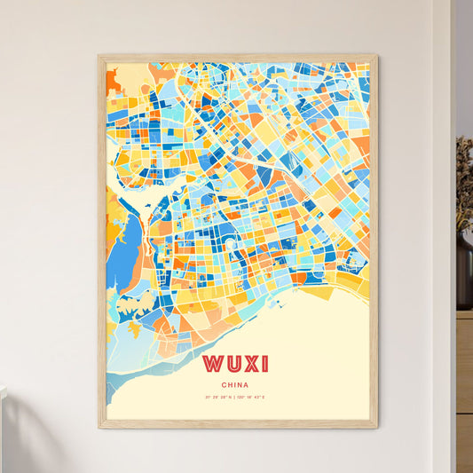 Colorful WUXI CHINA Fine Art Map Blue Orange