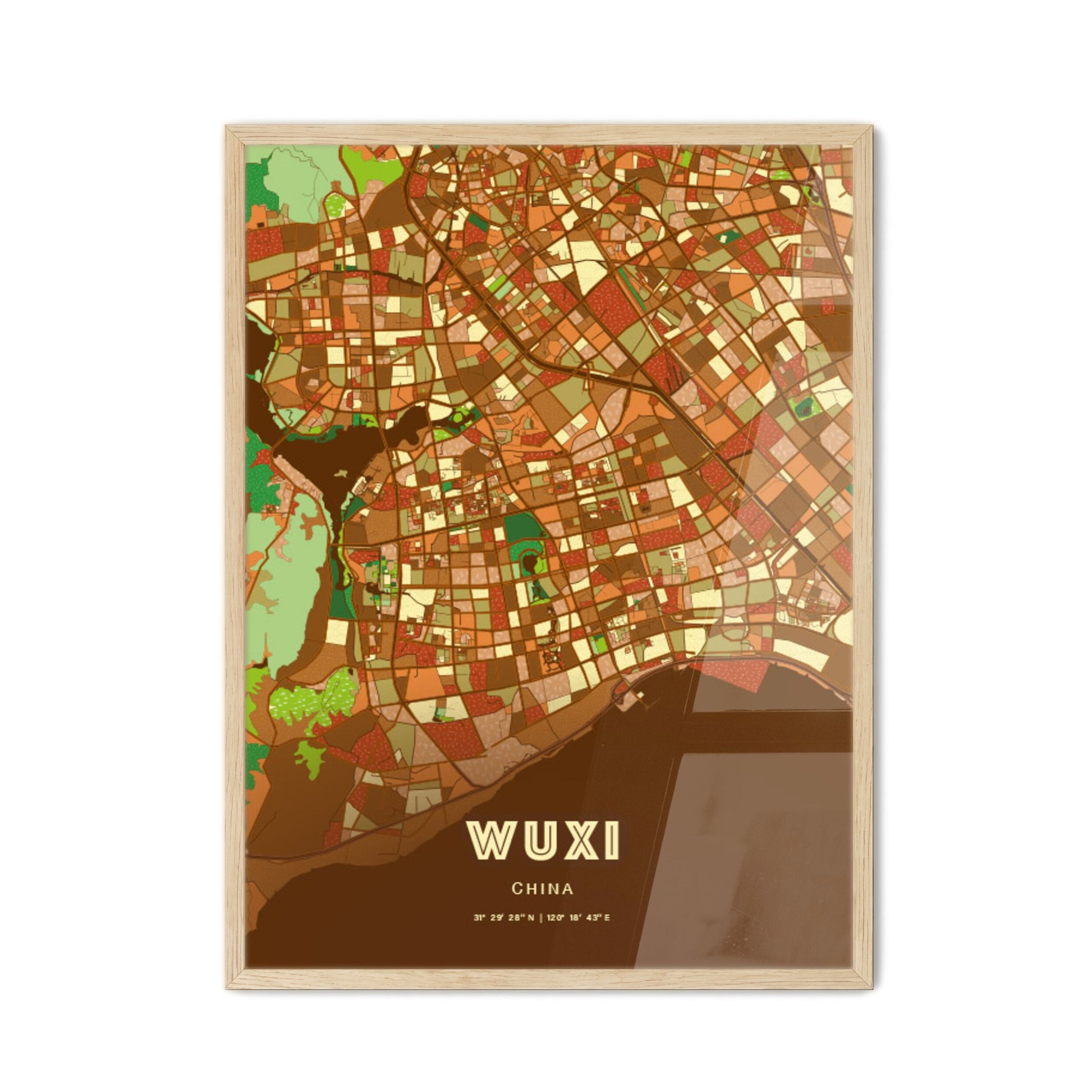 Colorful WUXI CHINA Fine Art Map Farmhouse