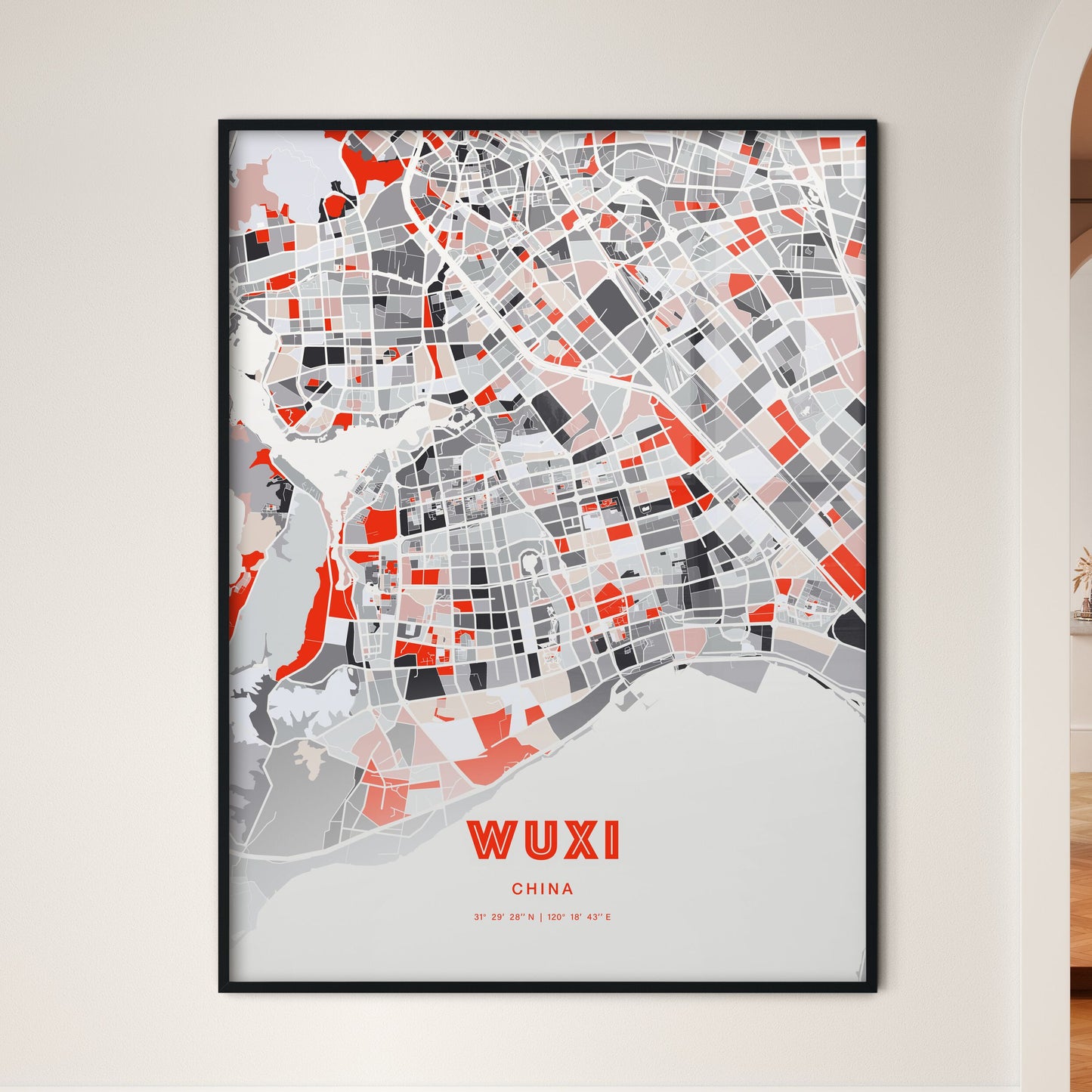 Colorful WUXI CHINA Fine Art Map Modern