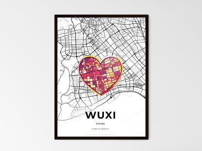 WUXI CHINA minimal art map with a colorful icon. Style 2