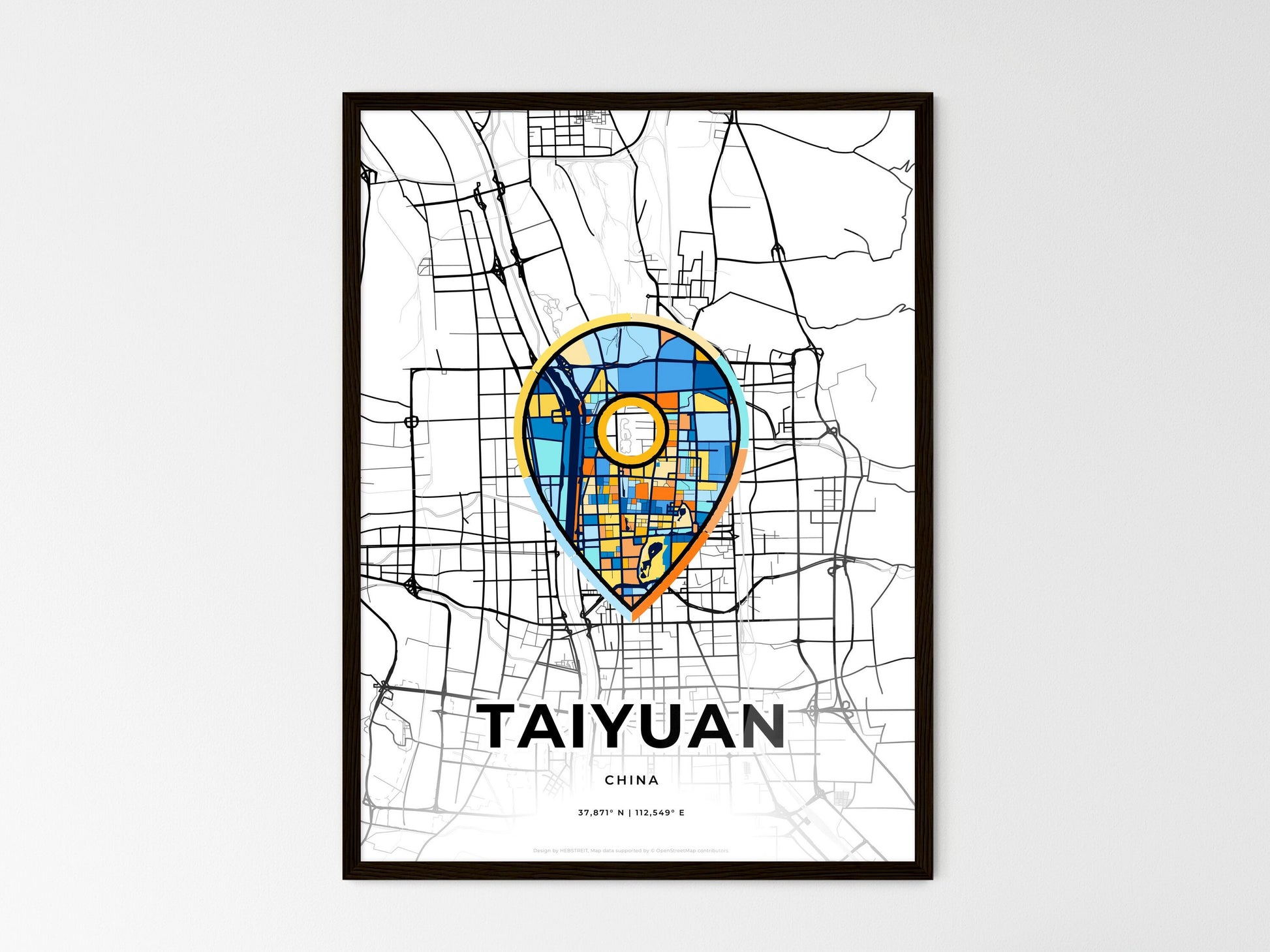 TAIYUAN CHINA minimal art map with a colorful icon. Style 1
