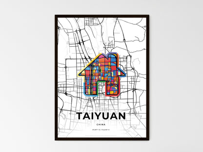 TAIYUAN CHINA minimal art map with a colorful icon. Style 3