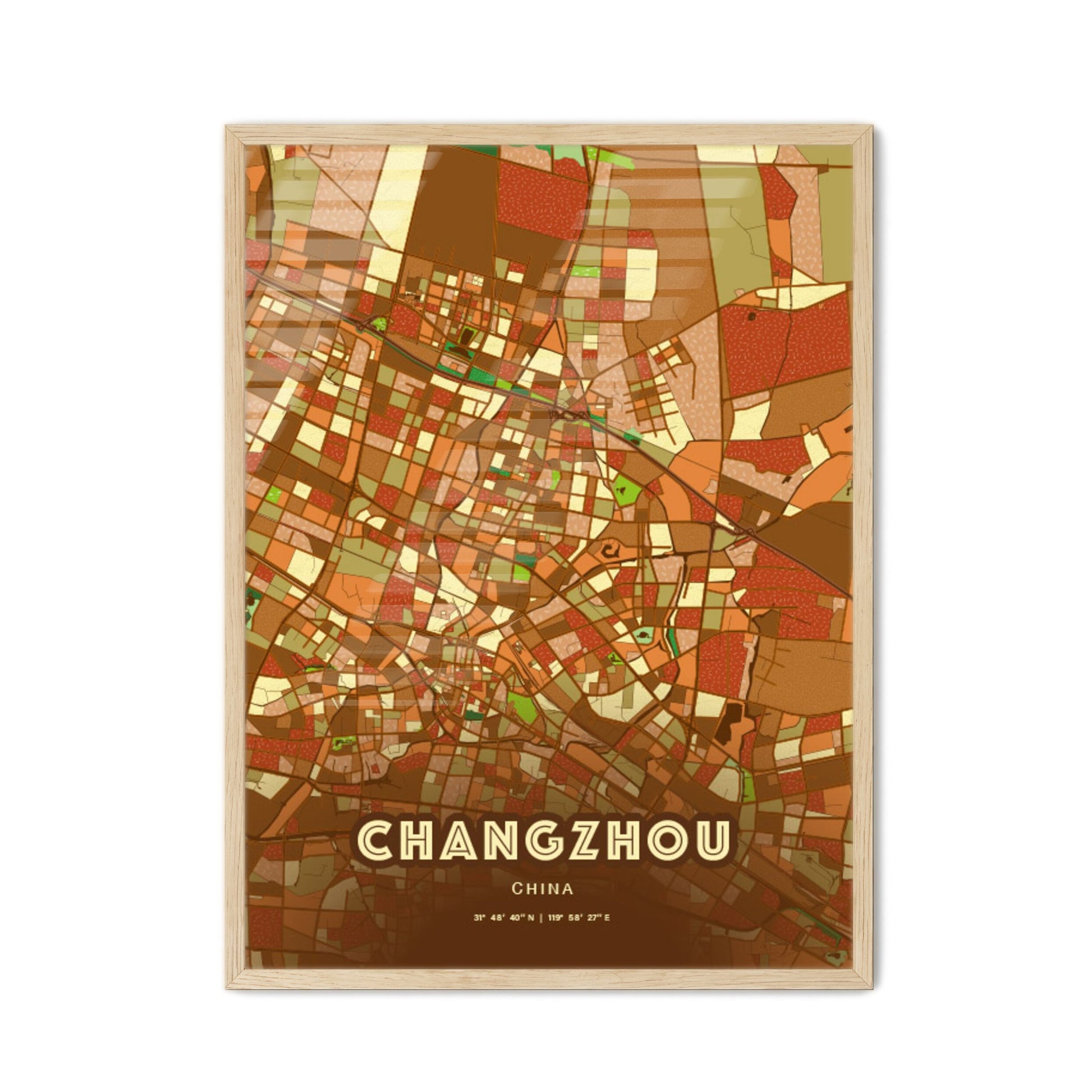 Colorful CHANGZHOU CHINA Fine Art Map Farmhouse