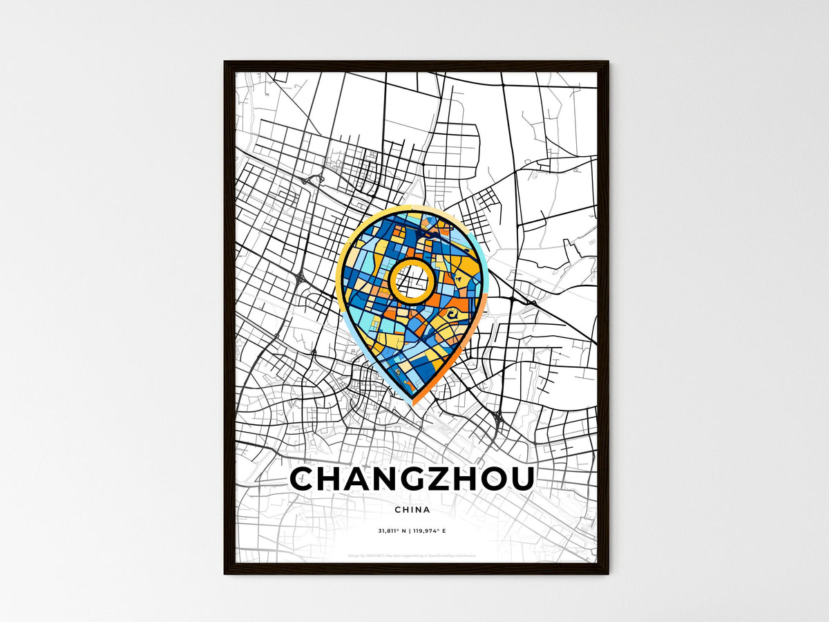 Changzhou China wedding art map with pointer icon