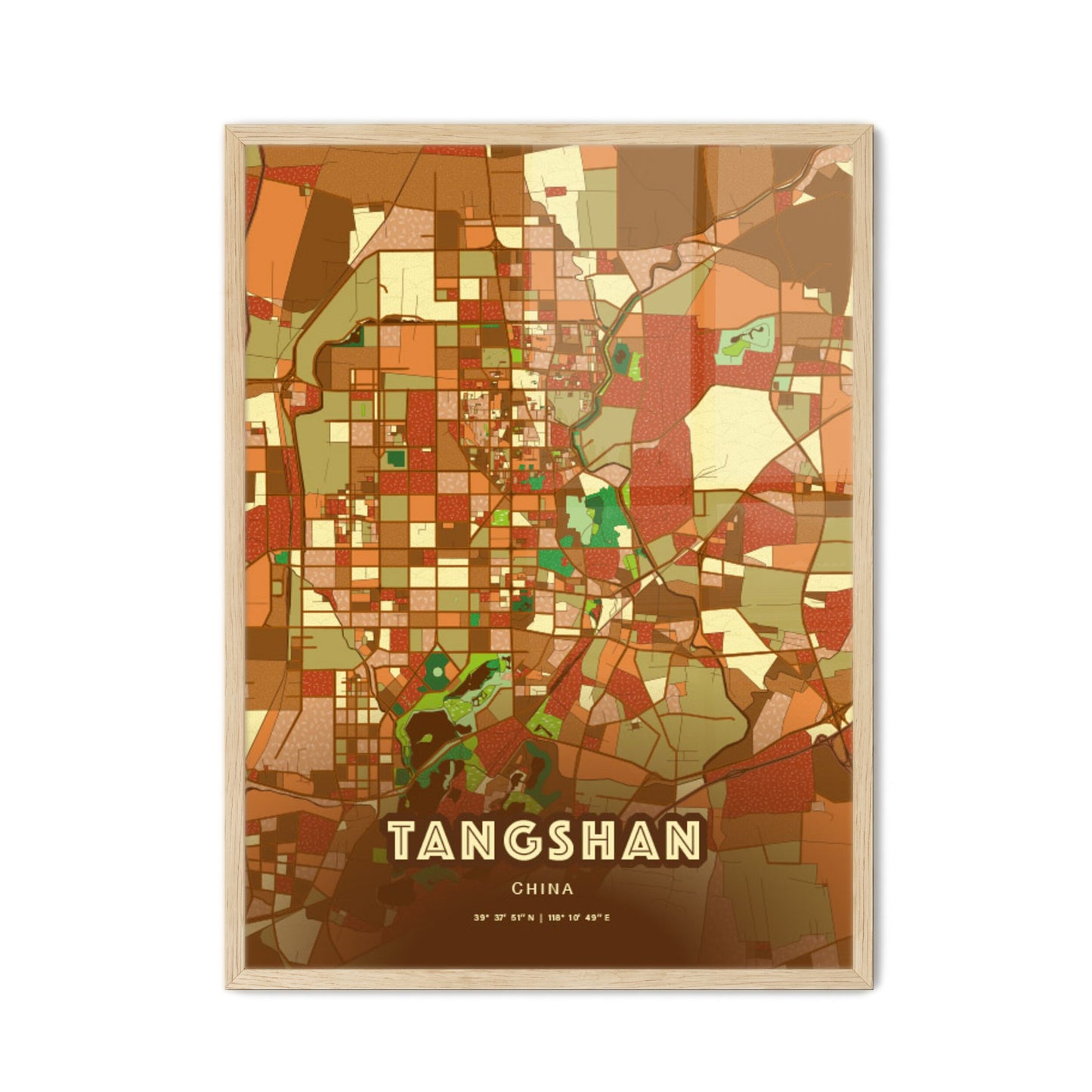 Colorful TANGSHAN CHINA Fine Art Map Farmhouse