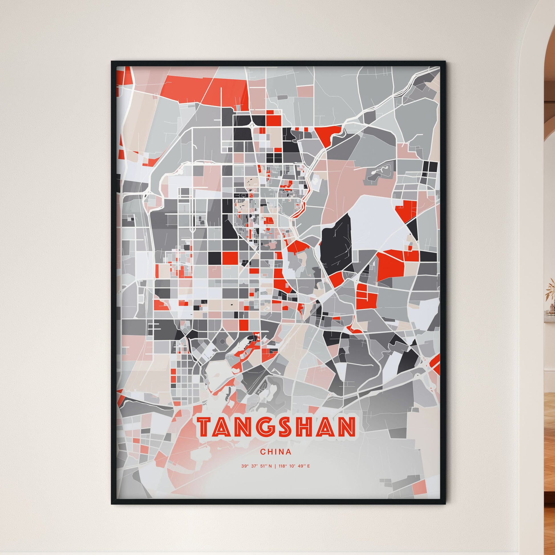 Colorful TANGSHAN CHINA Fine Art Map Modern