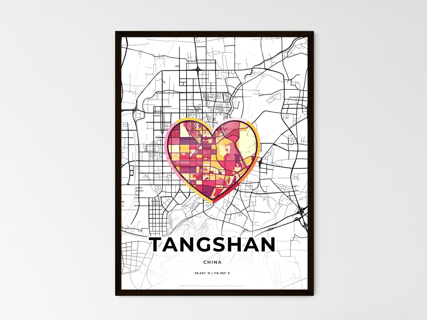 Tangshan China wedding art map with heart icon