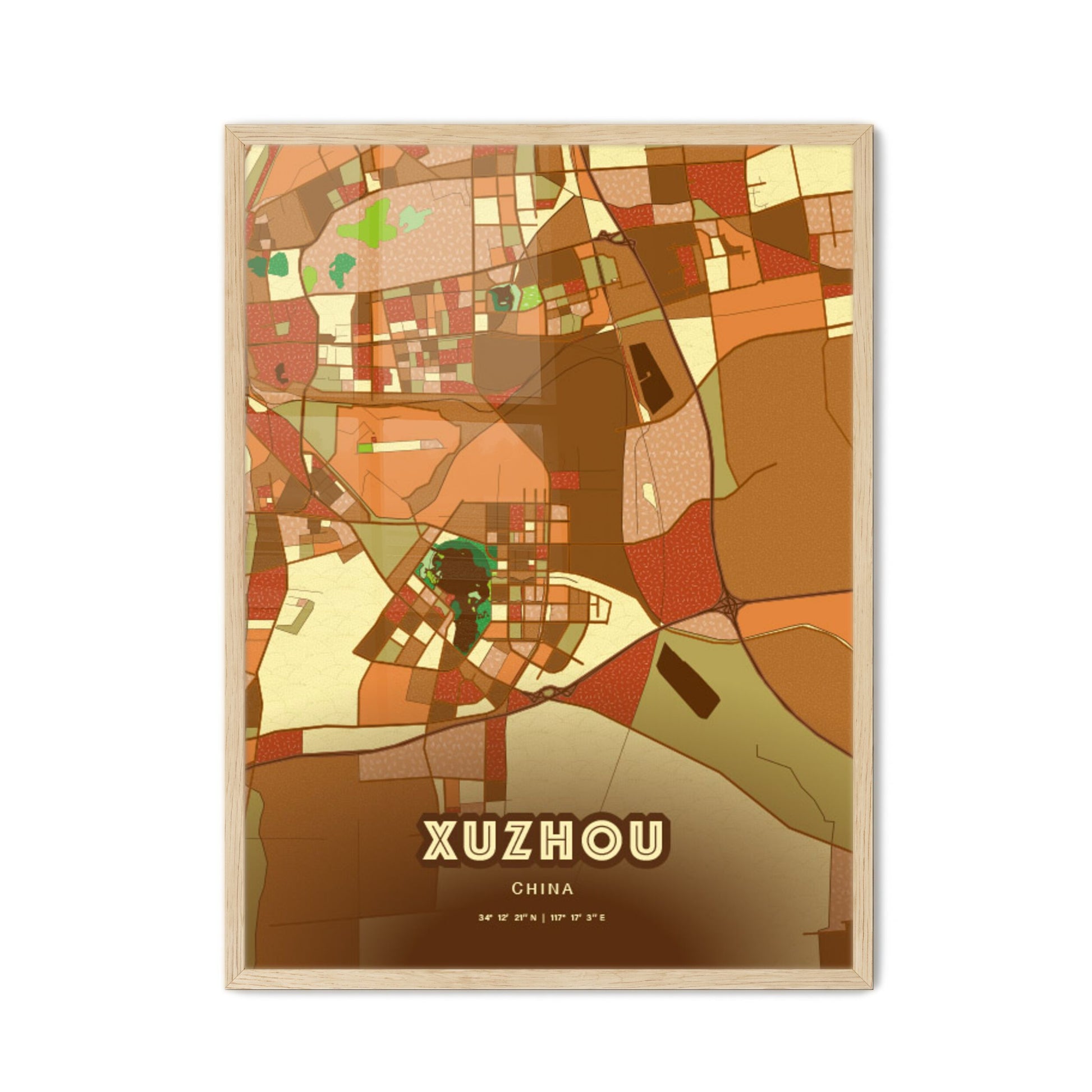 Colorful XUZHOU CHINA Fine Art Map Farmhouse