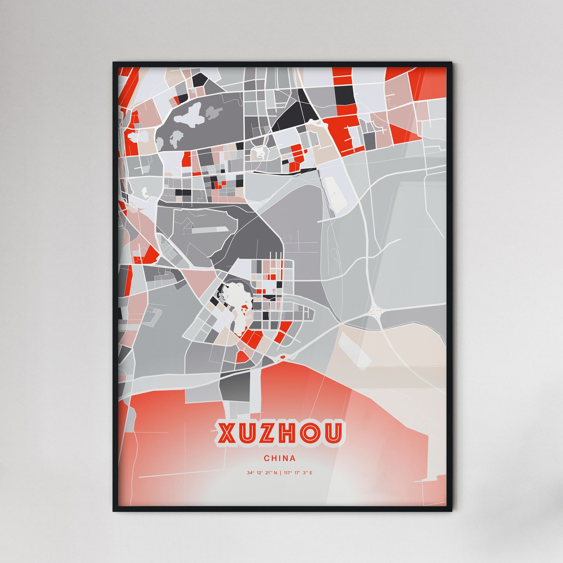 Colorful XUZHOU CHINA Fine Art Map Modern