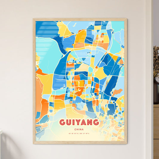 Colorful GUIYANG CHINA Fine Art Map Blue Orange