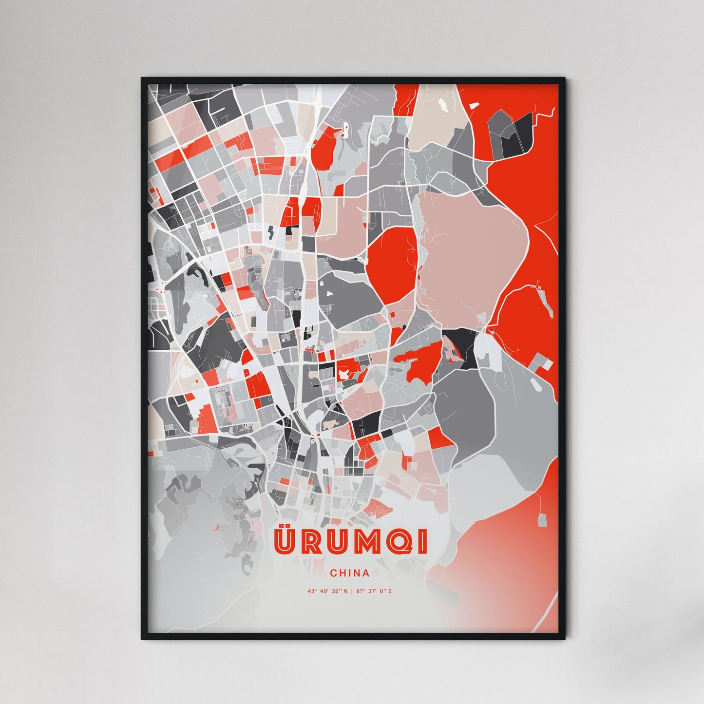 Colorful ÜRUMQI CHINA Fine Art Map Modern