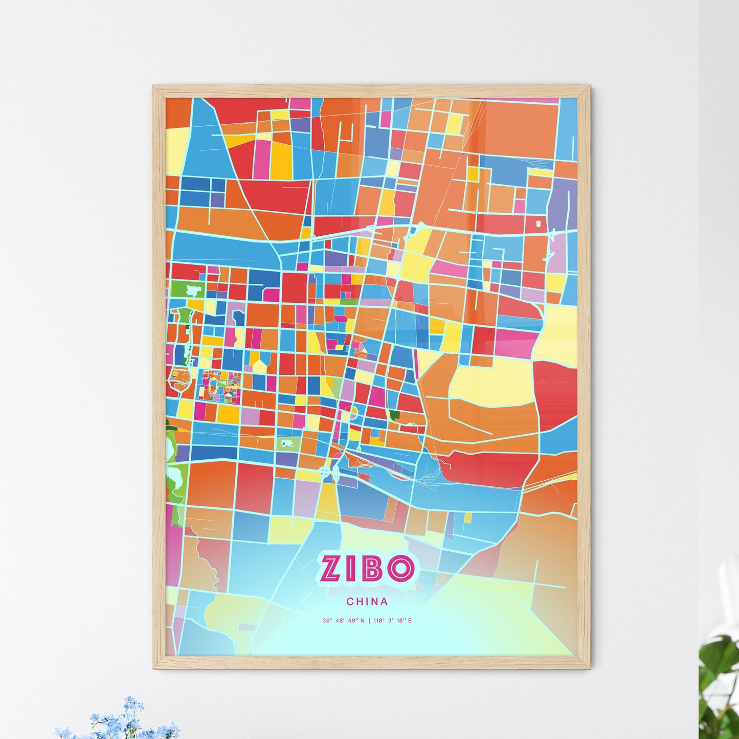 Colorful ZIBO CHINA Fine Art Map Crazy Colors