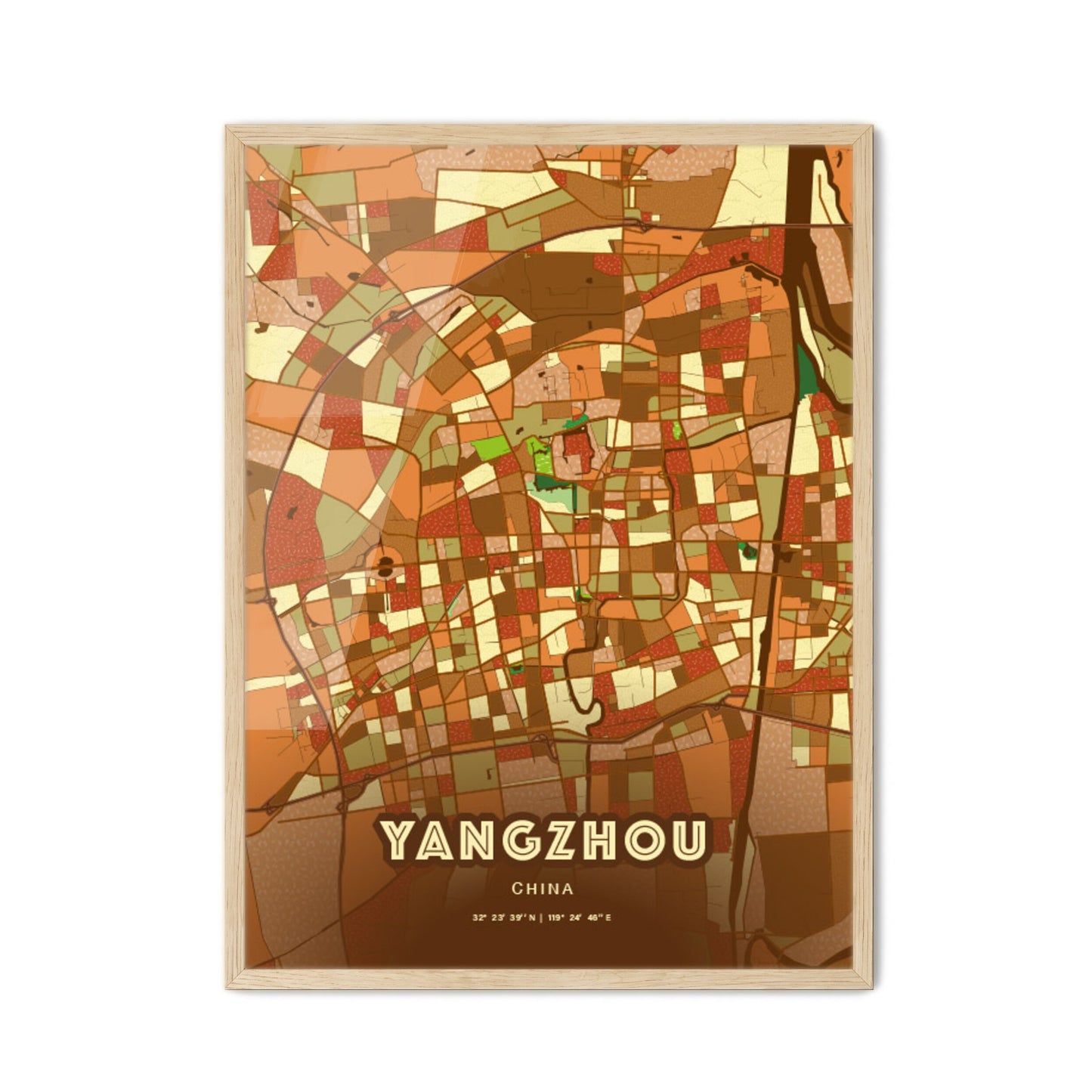 Colorful YANGZHOU CHINA Fine Art Map Farmhouse