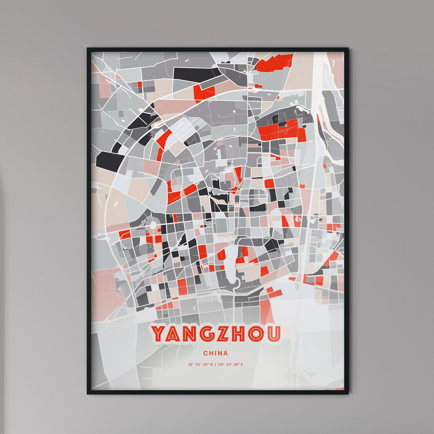 Colorful YANGZHOU CHINA Fine Art Map Modern