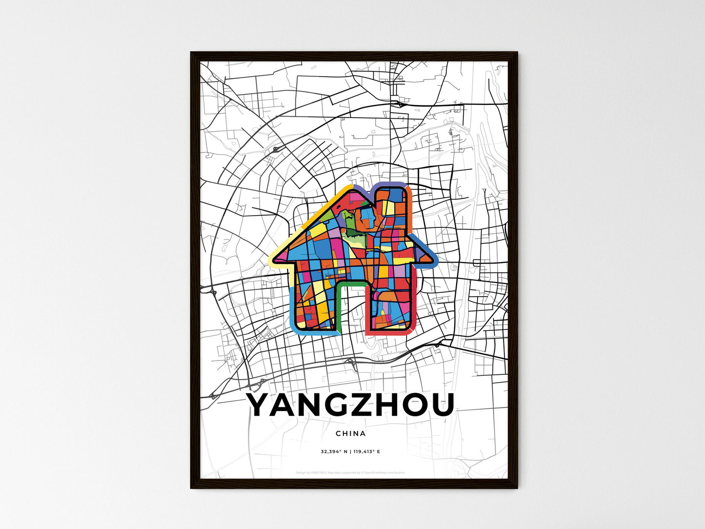 Yangzhou China wedding art map with home icon