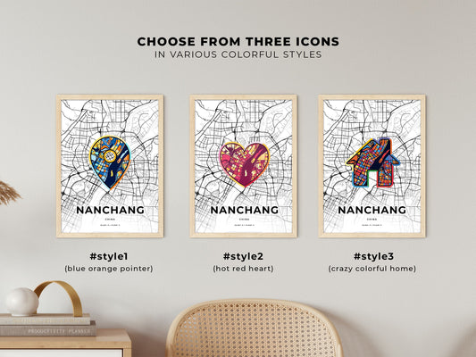 Nanchang China maps with colorful icons