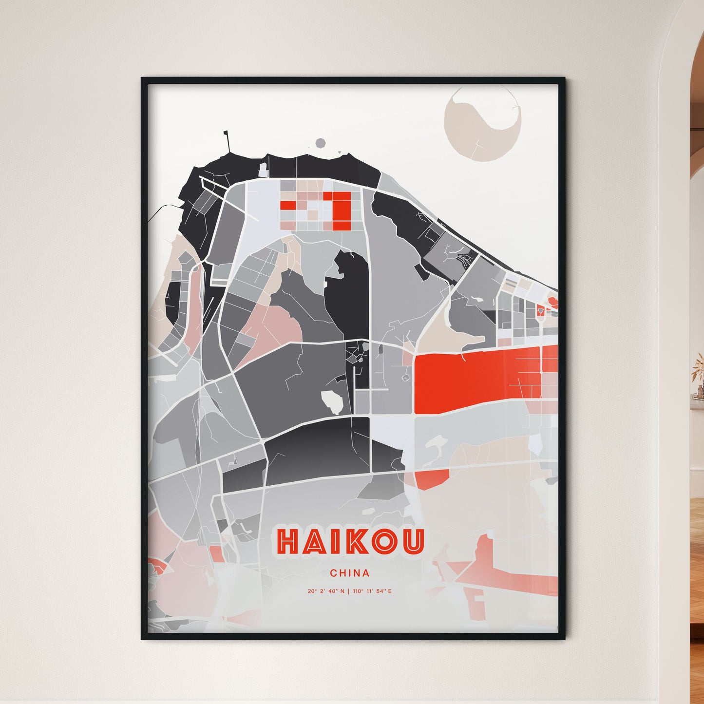 Colorful HAIKOU CHINA Fine Art Map Modern