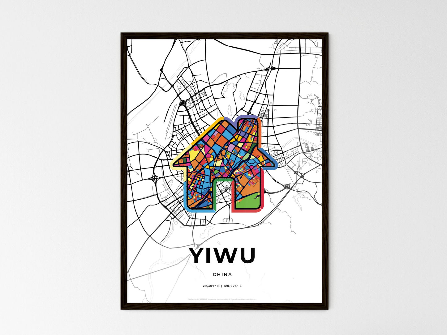 Yiwu China wedding art map with home icon