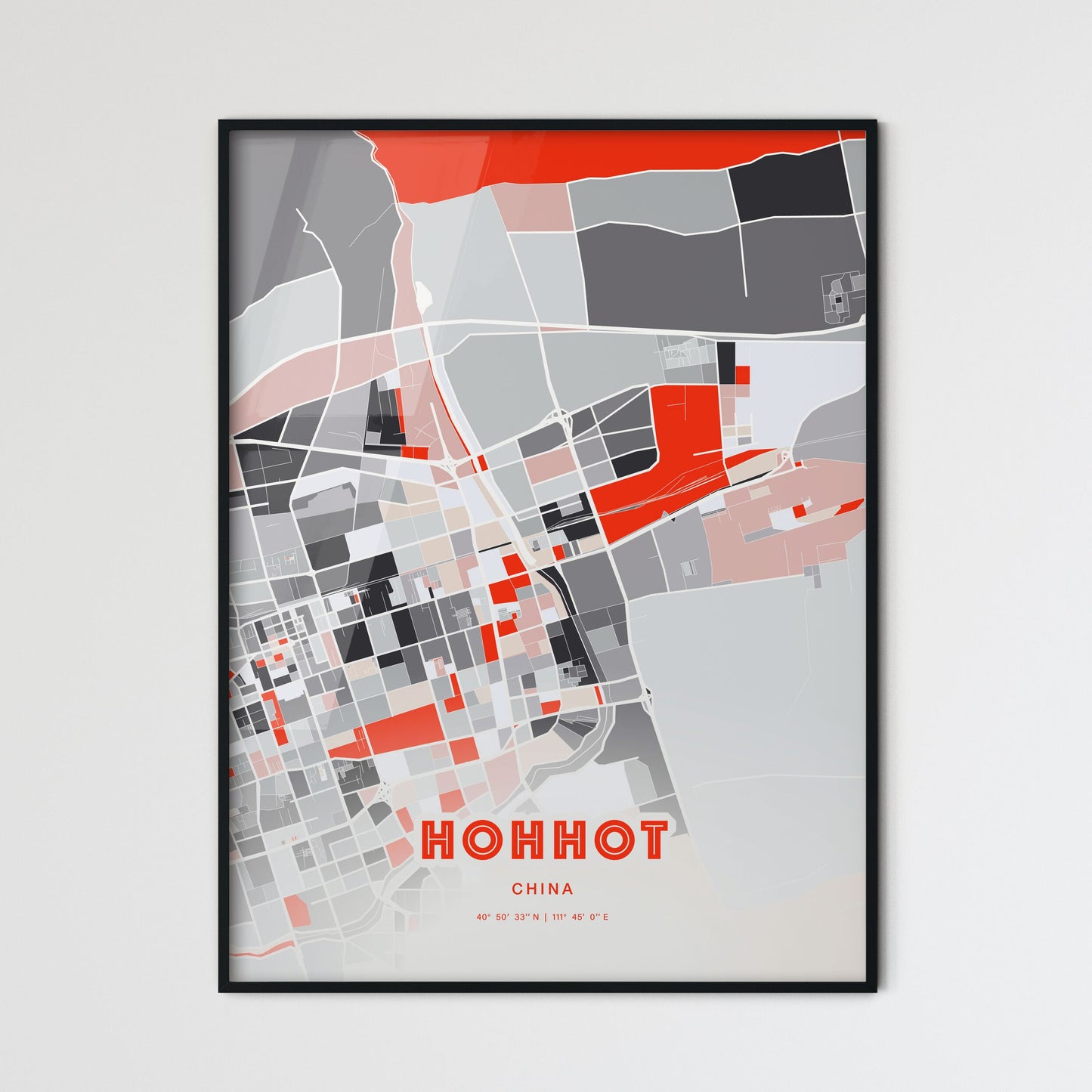 Colorful HOHHOT CHINA Fine Art Map Modern