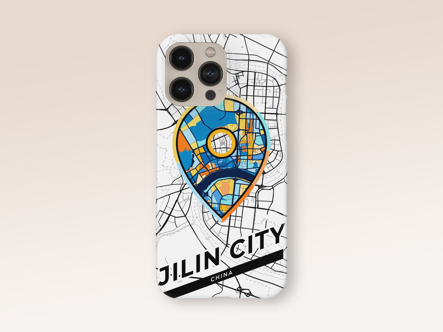 Jilin City China slim phone case with colorful icon. Birthday, wedding or housewarming gift. Couple match cases. 1