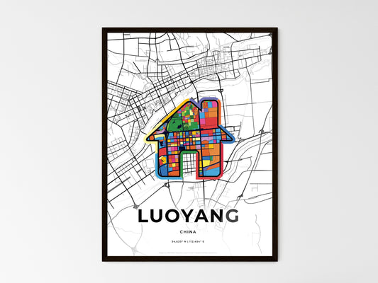 Luoyang China wedding art map with home icon