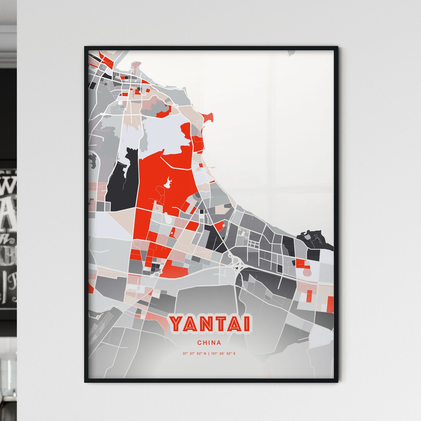 Colorful YANTAI CHINA Fine Art Map Modern