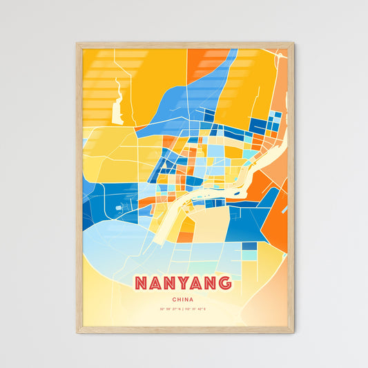 Colorful NANYANG CHINA Fine Art Map Blue Orange