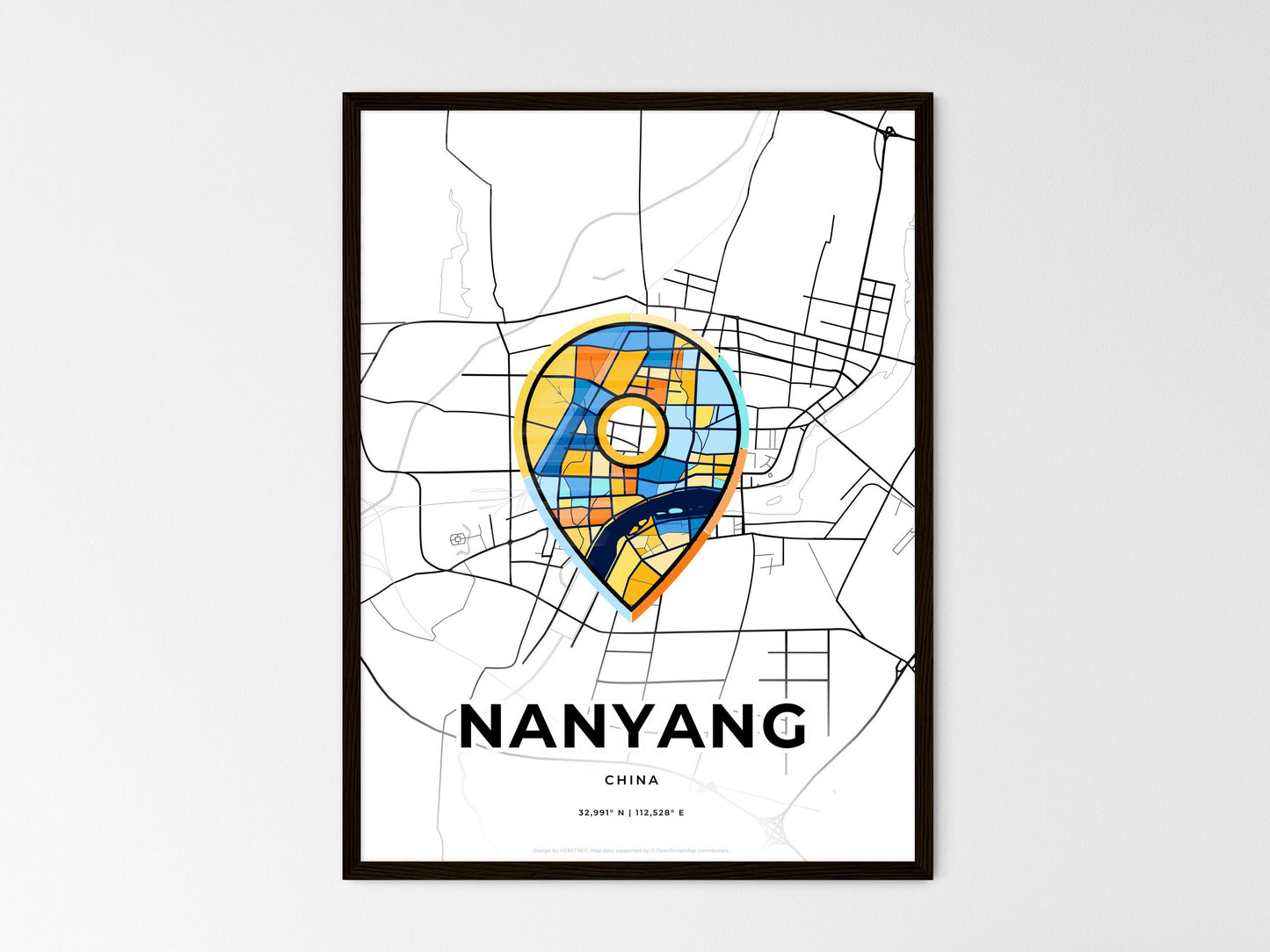 Nanyang China wedding art map with pointer icon