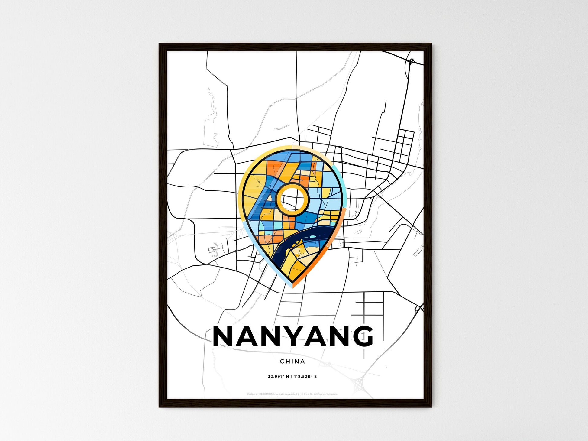 Nanyang China wedding art map with pointer icon
