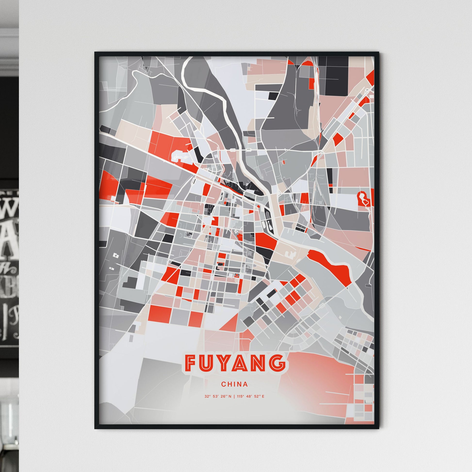 Colorful FUYANG CHINA Fine Art Map Modern