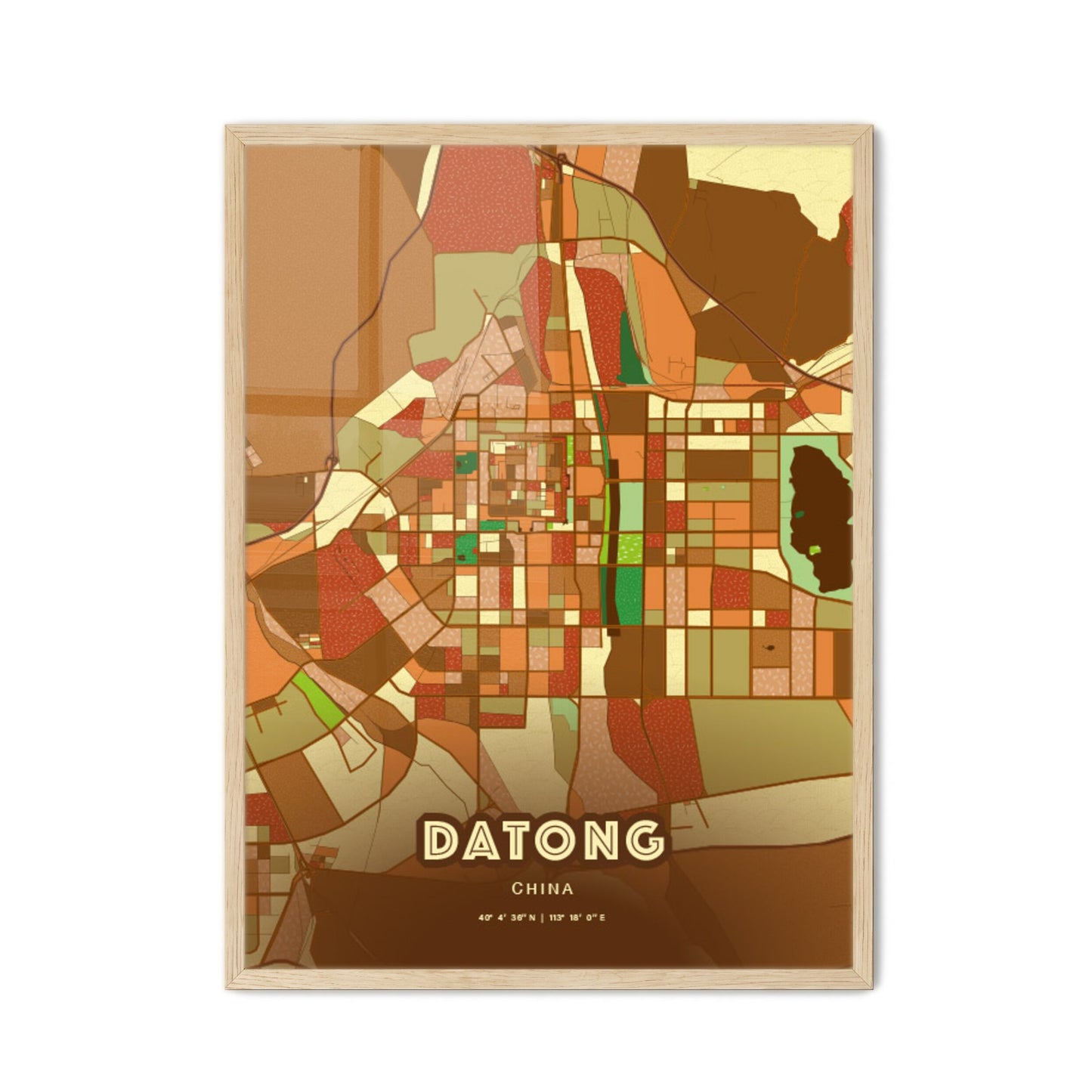 Colorful DATONG CHINA Fine Art Map Farmhouse