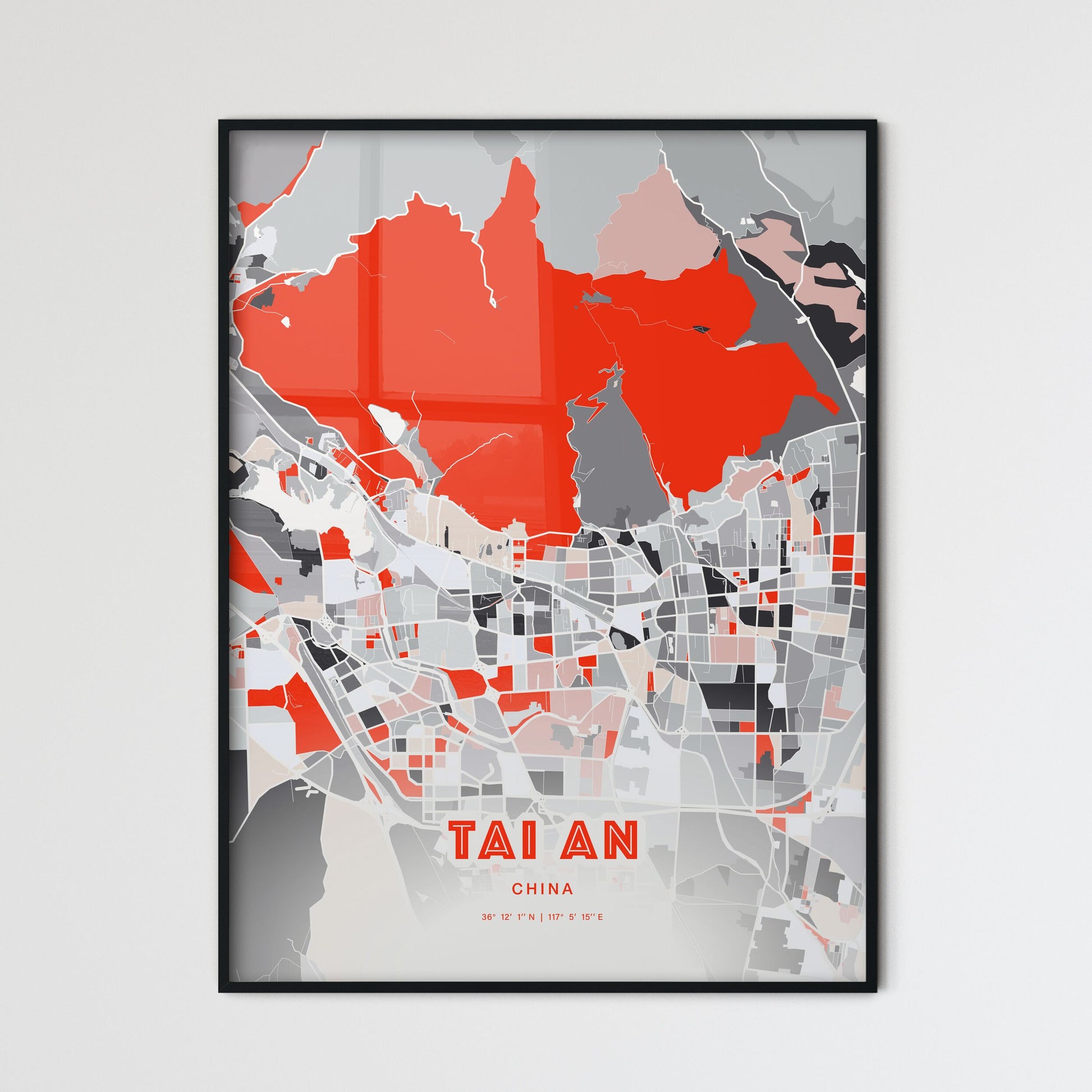 Colorful TAI AN CHINA Fine Art Map Modern