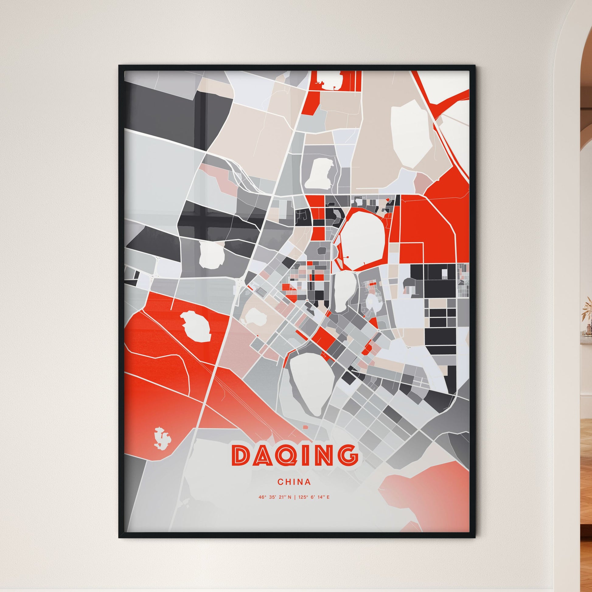 Colorful DAQING CHINA Fine Art Map Modern